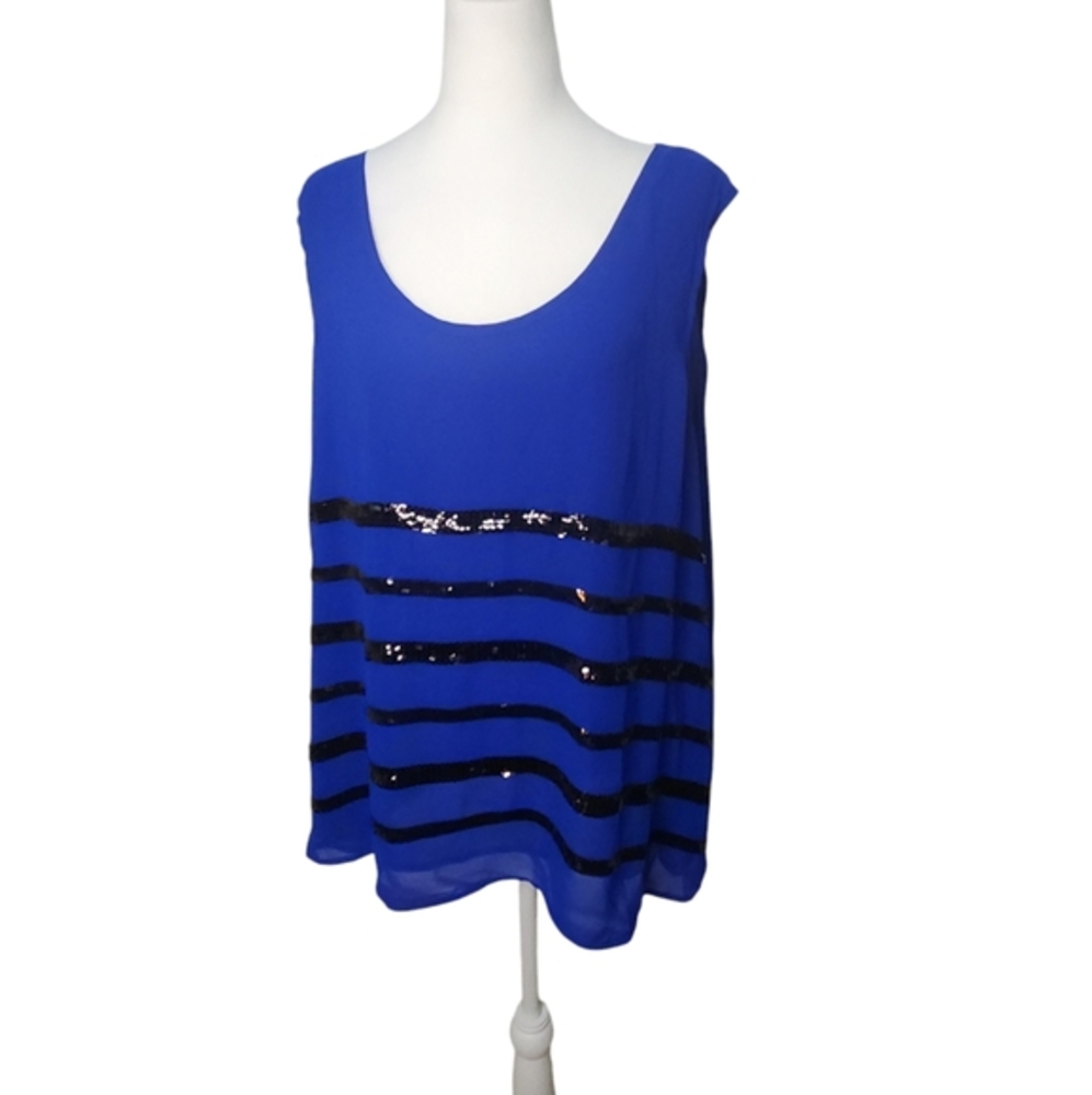 Ana‎ Peacock Blue with Black Sequins  Size 3X Plus